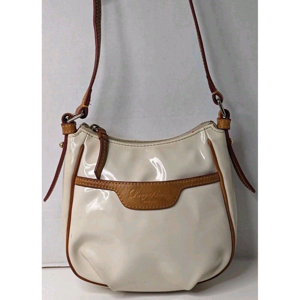 Dooney & Bourke Mini Margot Crossbody Bag Ivory Patent Leather Handbag Purse
